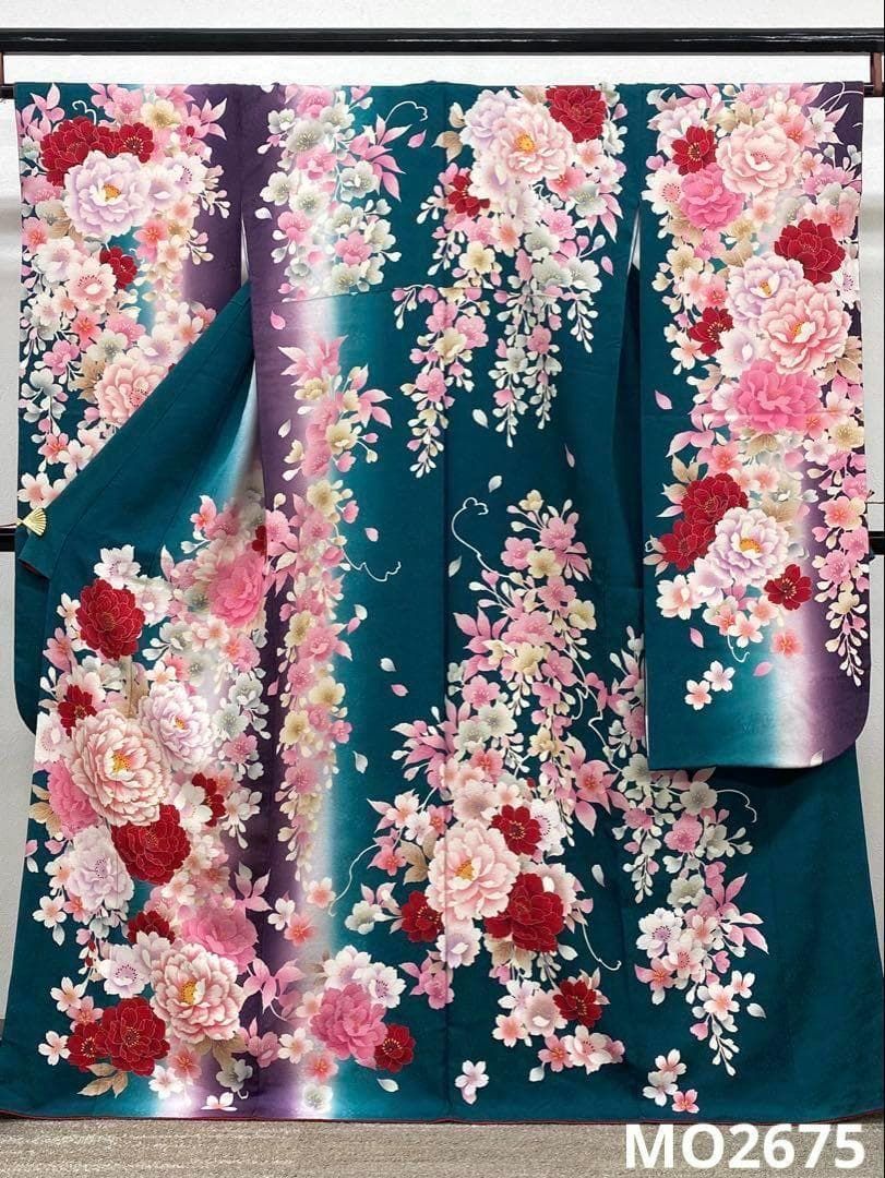 振袖 豪華 刺繍 長襦袢袖付き 身丈163cm パールトーン加工済 MO2675