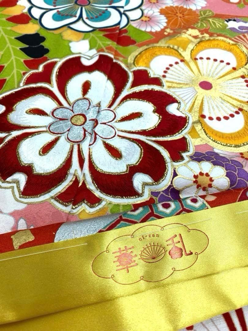 ブランド振袖 仮絵羽 華乱 金彩 銀彩 正絹 未仕立て品 八掛付き MOK771