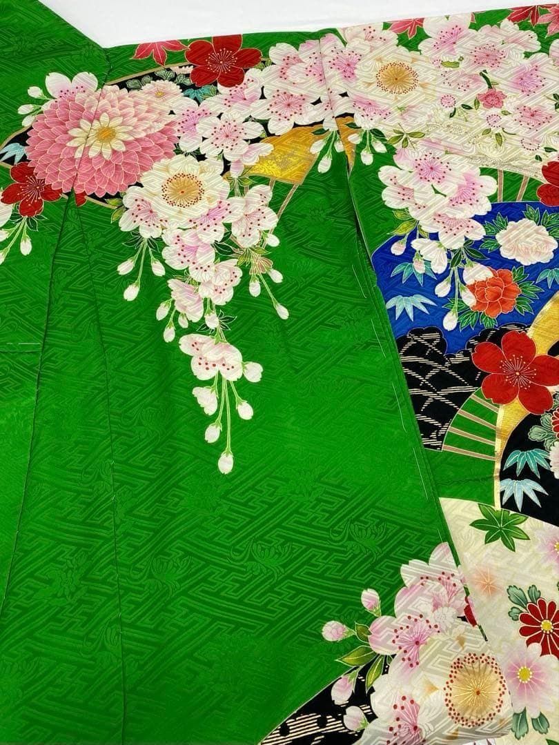 振袖 仮絵羽 ジャパンスタイル 正絹 未仕立て品 八掛付き MOK828