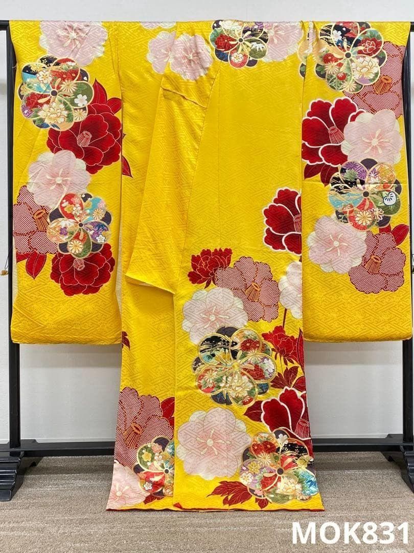 振袖 仮絵羽 金駒 金彩 舞台衣装 正絹 未仕立て品 八掛付き MOK831