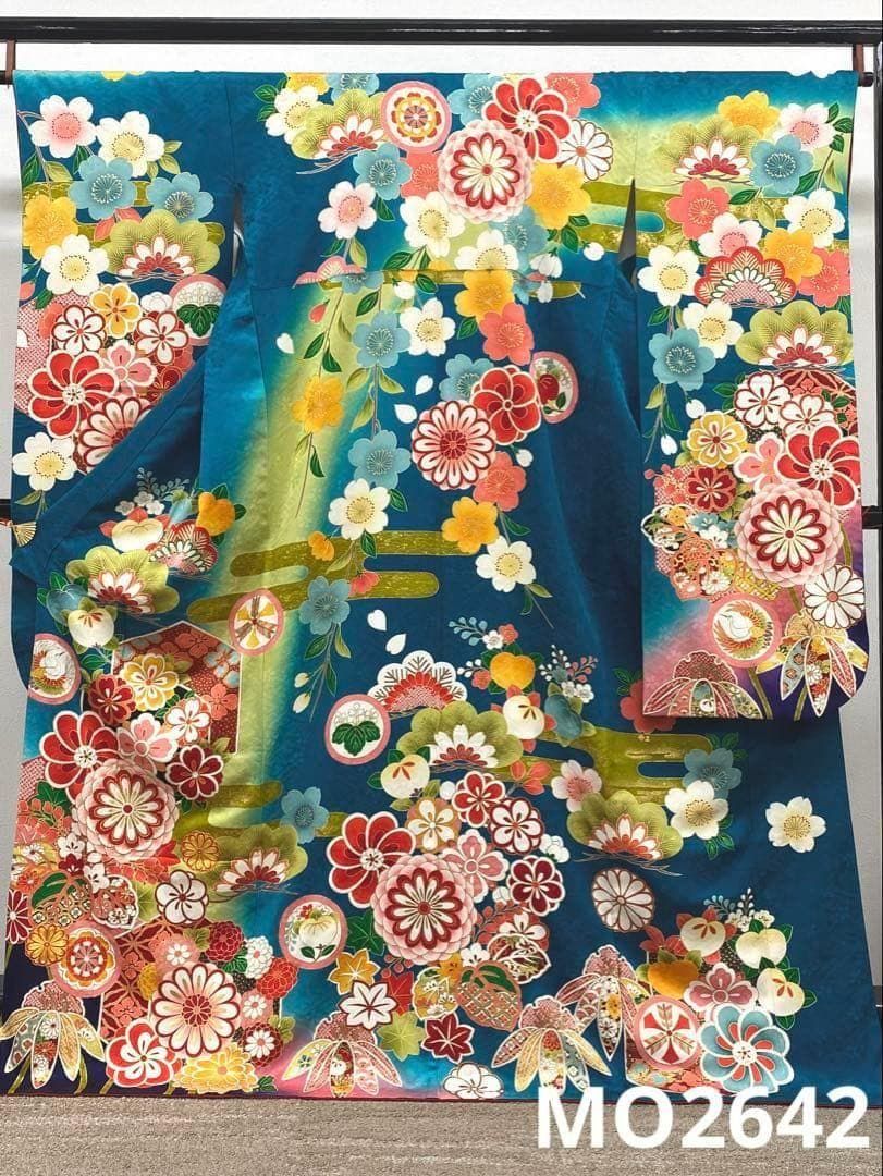 振袖 豪華 刺繍 金駒 金彩 紋意匠 身丈168cm 撥水加工済 MO2642