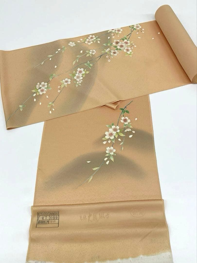 付け下げ 大鳳縮緬 きたつみ 手描 手染 刺繍 紋意匠 正絹 反物 T9571