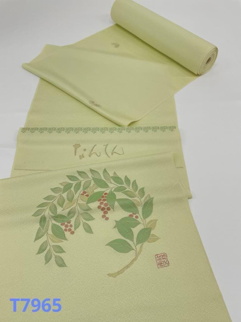 小紋 縫取り 南天 紋意匠 女郎花色 正絹 反物 T7965 小紋 縫取り 南天 紋意匠 女郎花色 正絹 反物 T7965 - メルカリ