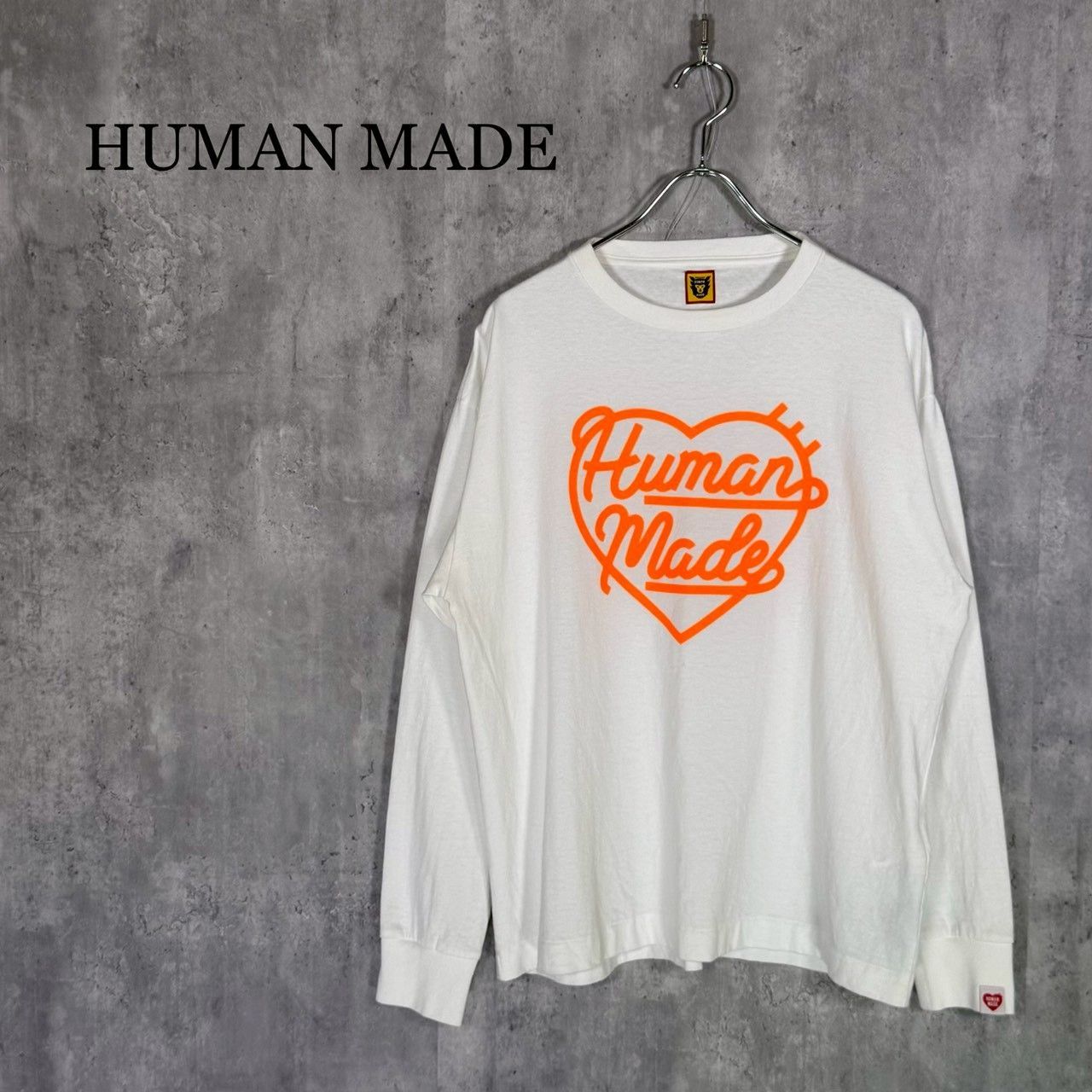 『HUMA MADE』ヒューマンメイド（M）HEART L/S T-SHIRT オレンジハートロゴ ロンT