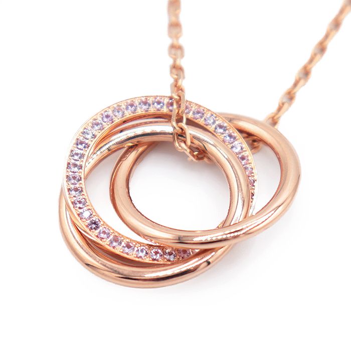 【美品】CARTIER カルティエ トリニティ ネックレス ピンクサファイア 18金 K18PG レディース ジュエリー チェーン全長44.3cm