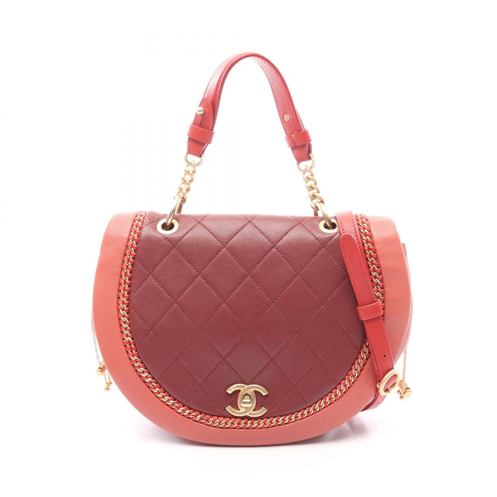 シャネル CHANEL ショルダーバッグ マトラッセ 2WAY ワインレッド/ピンクブラウン レザー マトラッセ 2wayチェーンショルダー レディース Used A