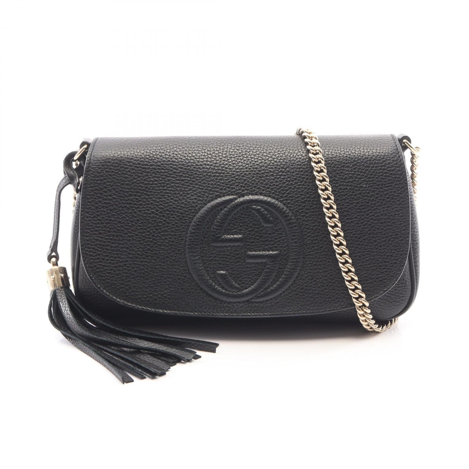 グッチ GUCCI ショルダーバッグ ソーホー インターロッキングG 536224 ブラック レザー ソーホー インターロッキングG チェーンショルダー レディース Used A