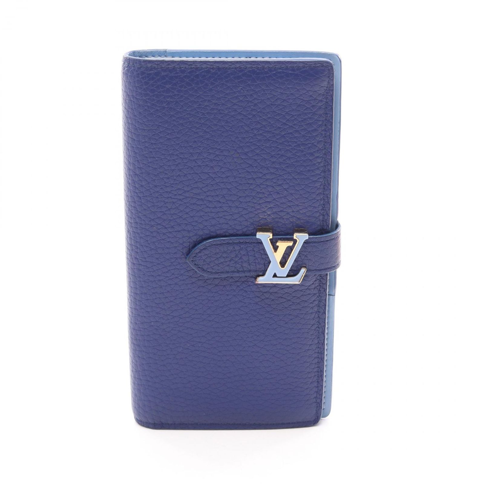 ルイ・ヴィトン LOUIS VUITTON 二つ折り長財布 LVヴェルティカルウォレット M82441 ブルー レザー ヴェルティカル ウォレット レディース Used B