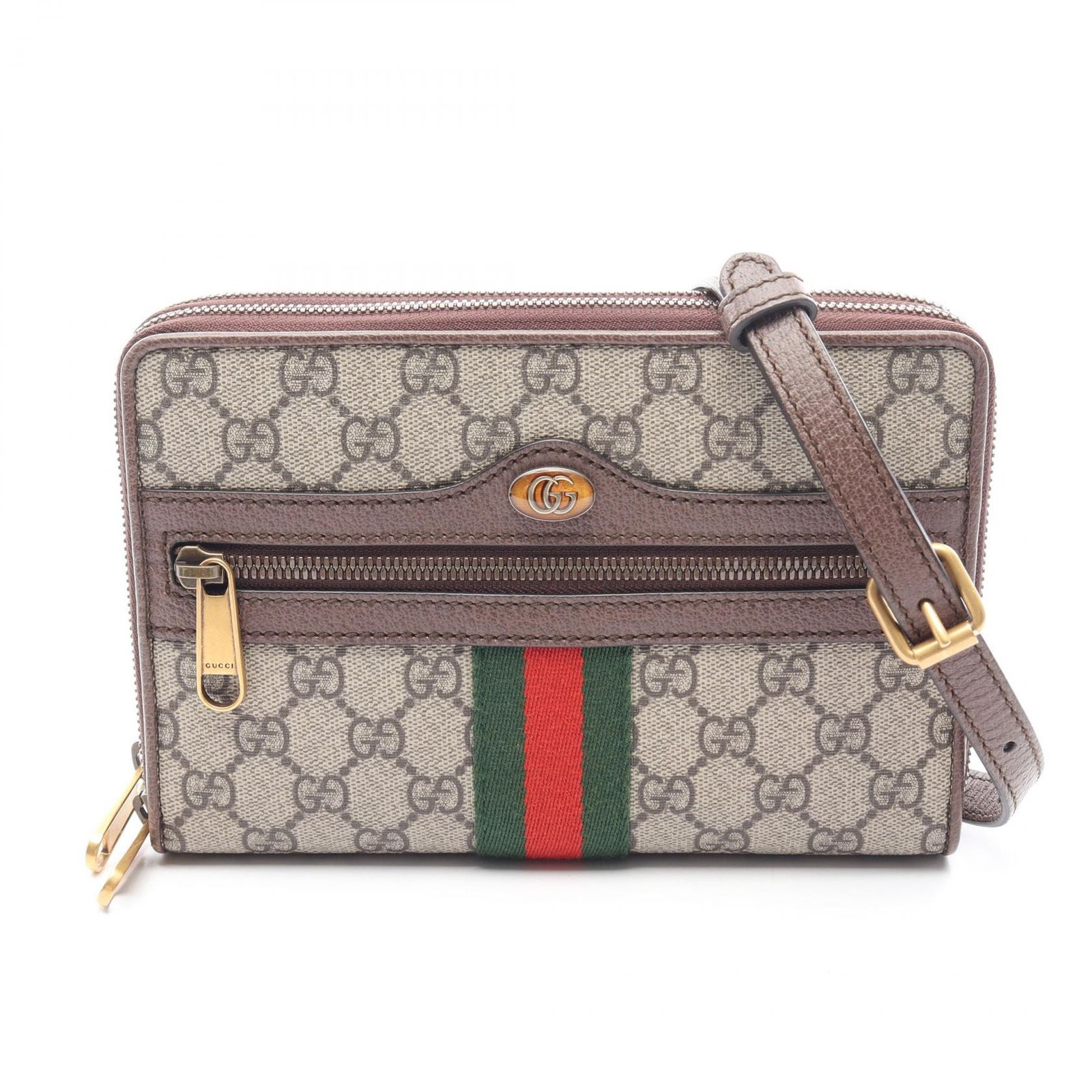 グッチ GUCCI ショルダーバッグ オフィディア GGスプリーム 575722 ベージュ/ブラウン PVCコーティングキャンバス レザー オフディア GGスプリーム ショルダーウォレット