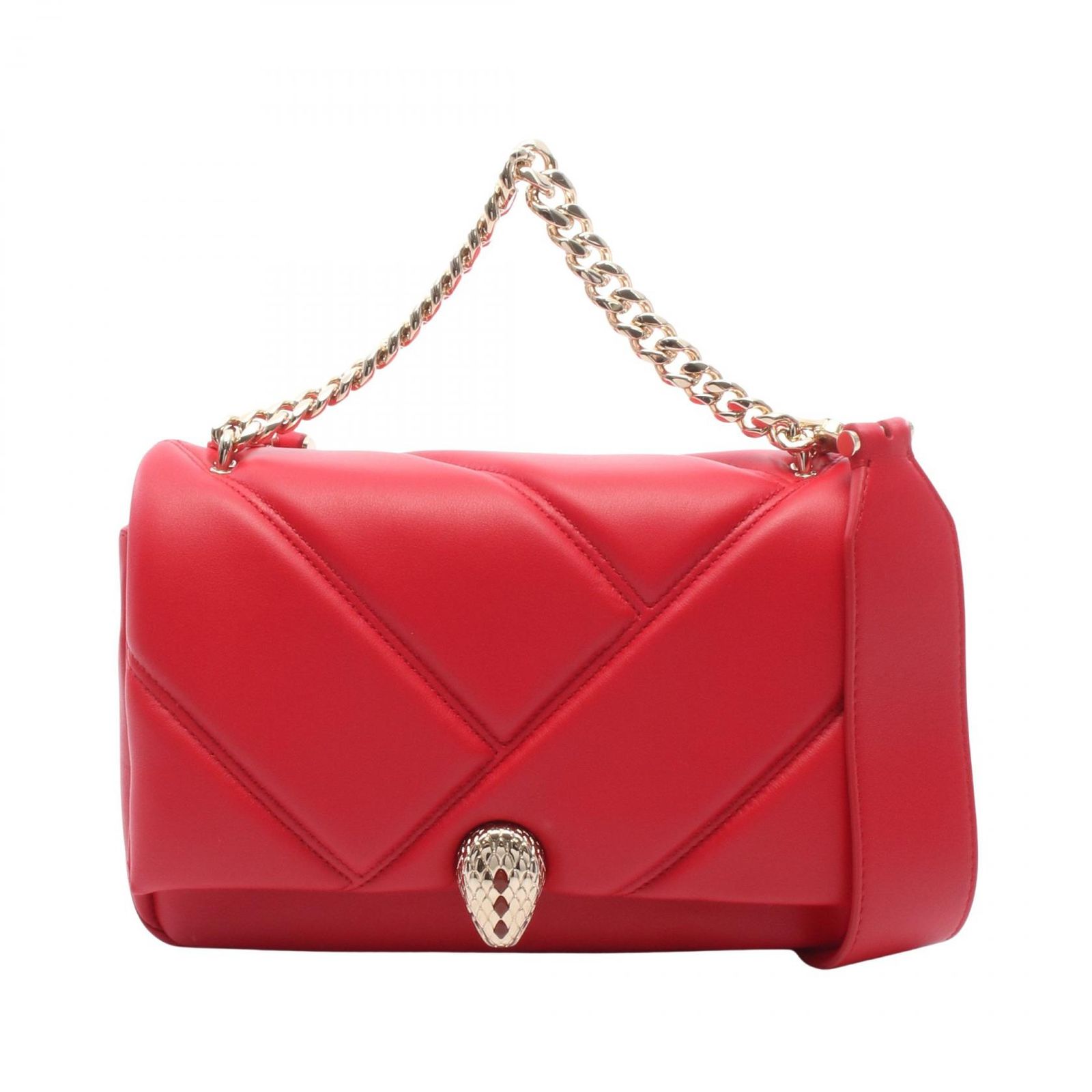 ブルガリ BVLGARI ハンドバッグ セルペンティ カボション 2WAY 291089 レッド レザー セルペンティ カボション スモール ショルダーバッグ レディース Used A