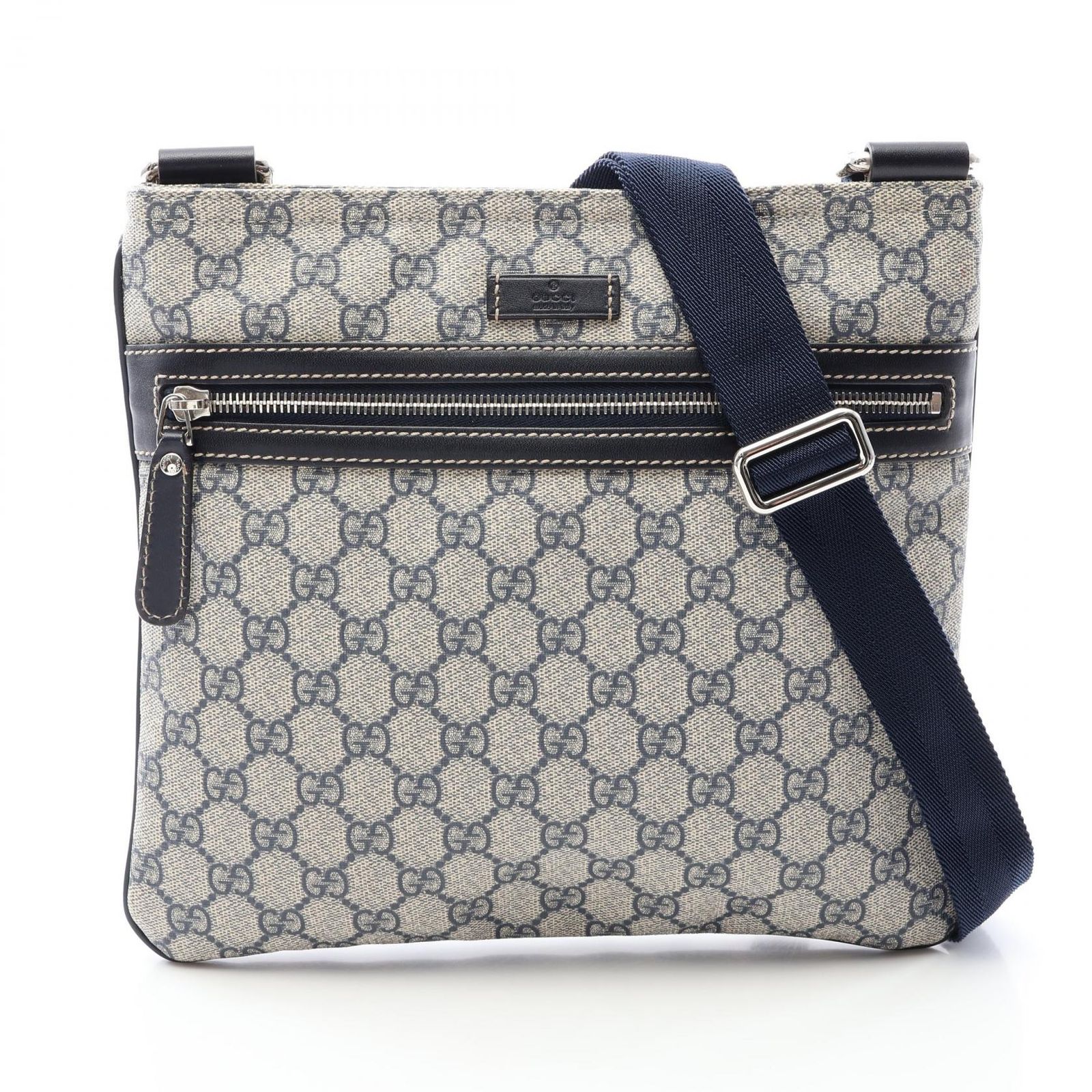 グッチ GUCCI ショルダーバッグ GGスプリーム 295257 ネイビー PVCコーティングキャンバス レザー GGスプリーム ショルダーバッグ レディース Used A