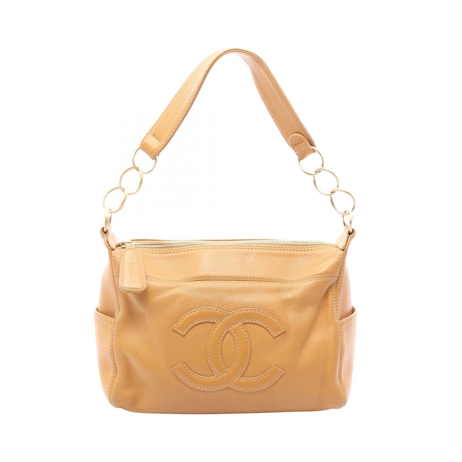 シャネル CHANEL ショルダーバッグ ココマーク ベージュ レザー ココマーク ショルダーバッグ レディース Used B