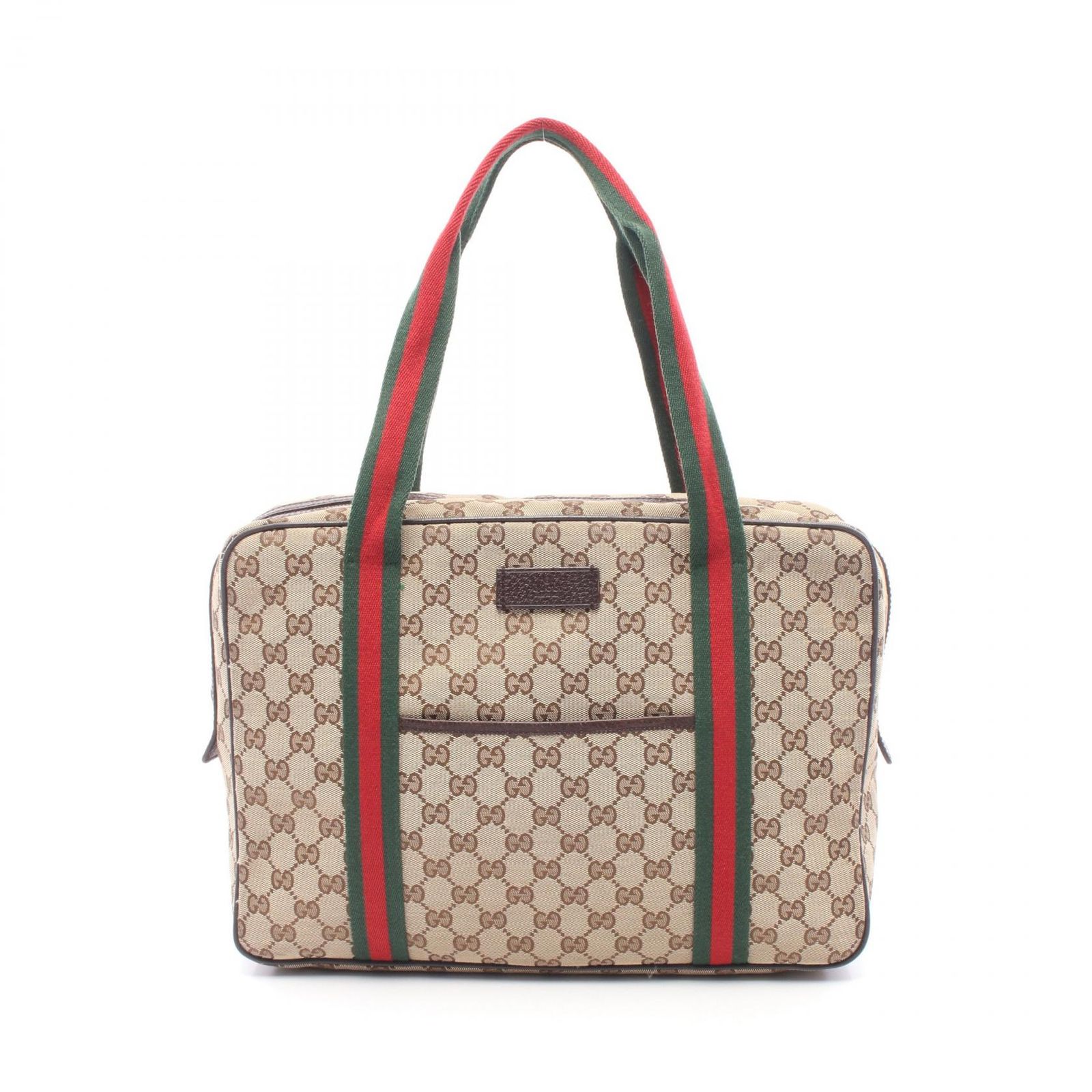 グッチ GUCCI トートバッグ GGキャンバス 189753 ベージュ/ダークブラウン キャンバス レザー トートバッグ レディース Used B