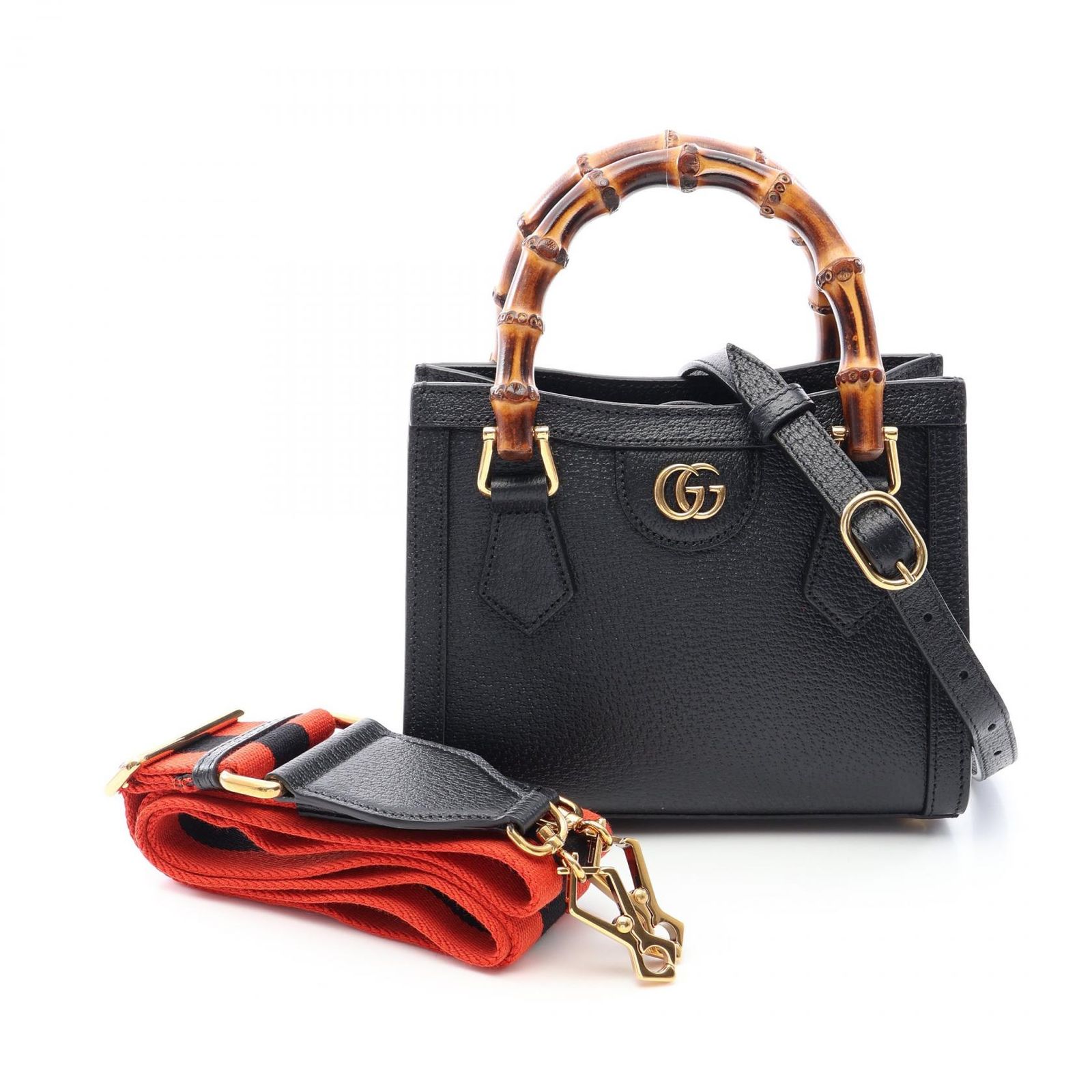 グッチ GUCCI トートバッグ ダイアナ ミニ バンブー 2WAY 702732 ブラック レザー ダイアナ スモール トートバッグ レディース Used A