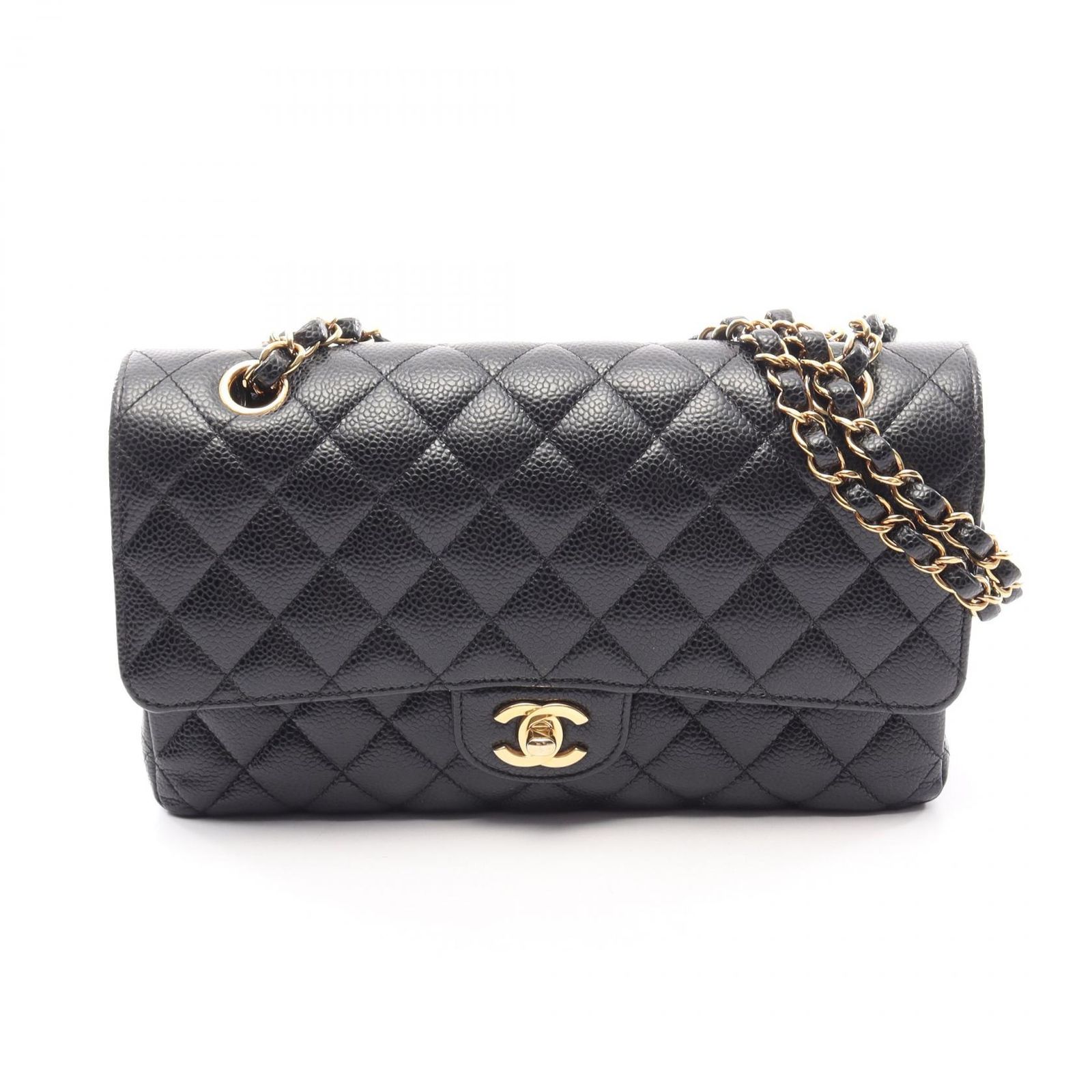 シャネル CHANEL ショルダーバッグ マトラッセ Wフラップ A01112 ブラック カーフ（牛革） マトラッセ ダブルフラップ チェーンショルダー レディース Used A