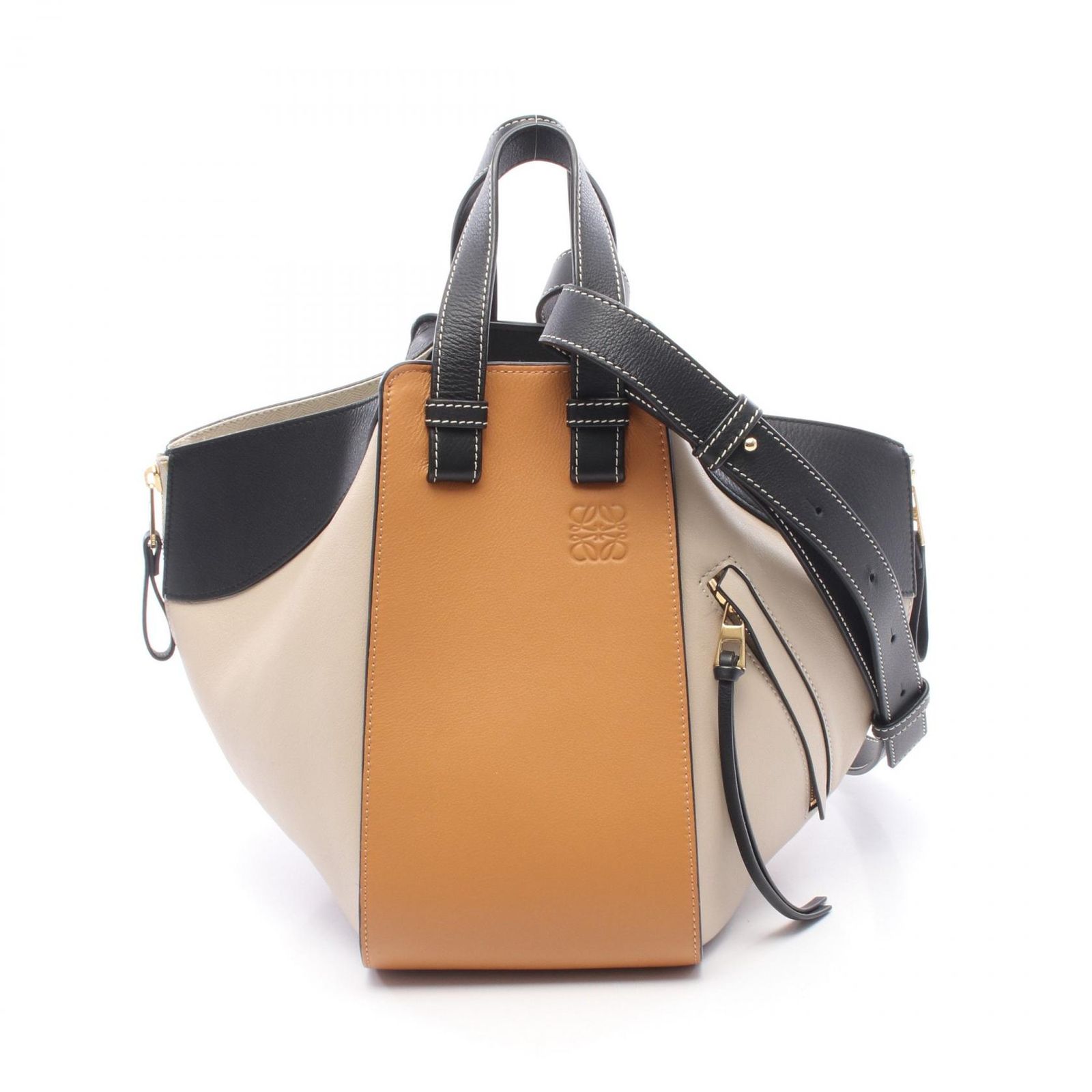 ロエベ LOEWE ハンドバッグ HAMMOCK SMALL ハンモック スモール 2WAY A538S35X51 グレージュ/キャメル/ブラック レザー ハンモック スモール レディース Used A 105,400円