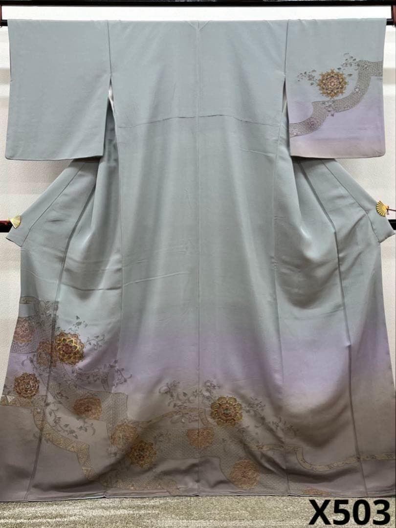 蘇州刺繍 汕頭刺繍 訪問着 華紋 正絹 躾糸付き X503
