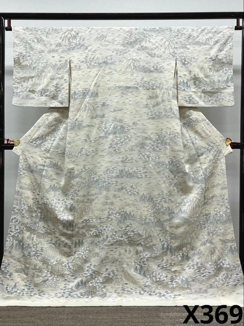 蘇州刺繍 相良刺繍 汕頭刺繍 総柄 訪問着 清水寺 風景 金糸 正絹 X369
