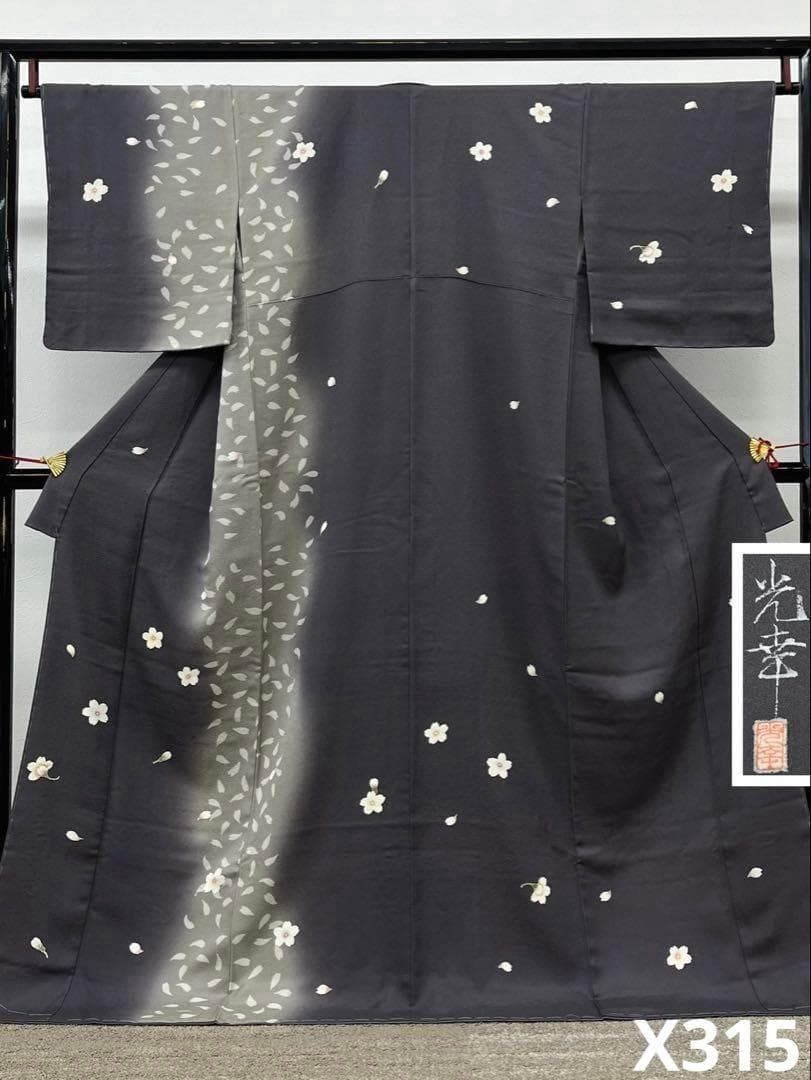 佐藤光幸 落款入 東京友禅 付け下げ 桜尽くし 紋意匠 正絹 躾糸付き X315