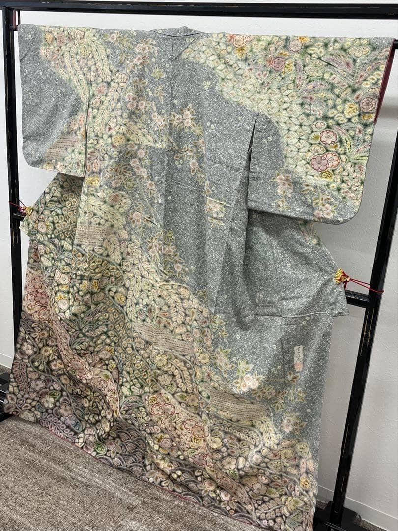 京屋林蔵 辻ヶ花 訪問着 落款入 絞り染 叩き染 正絹 X326