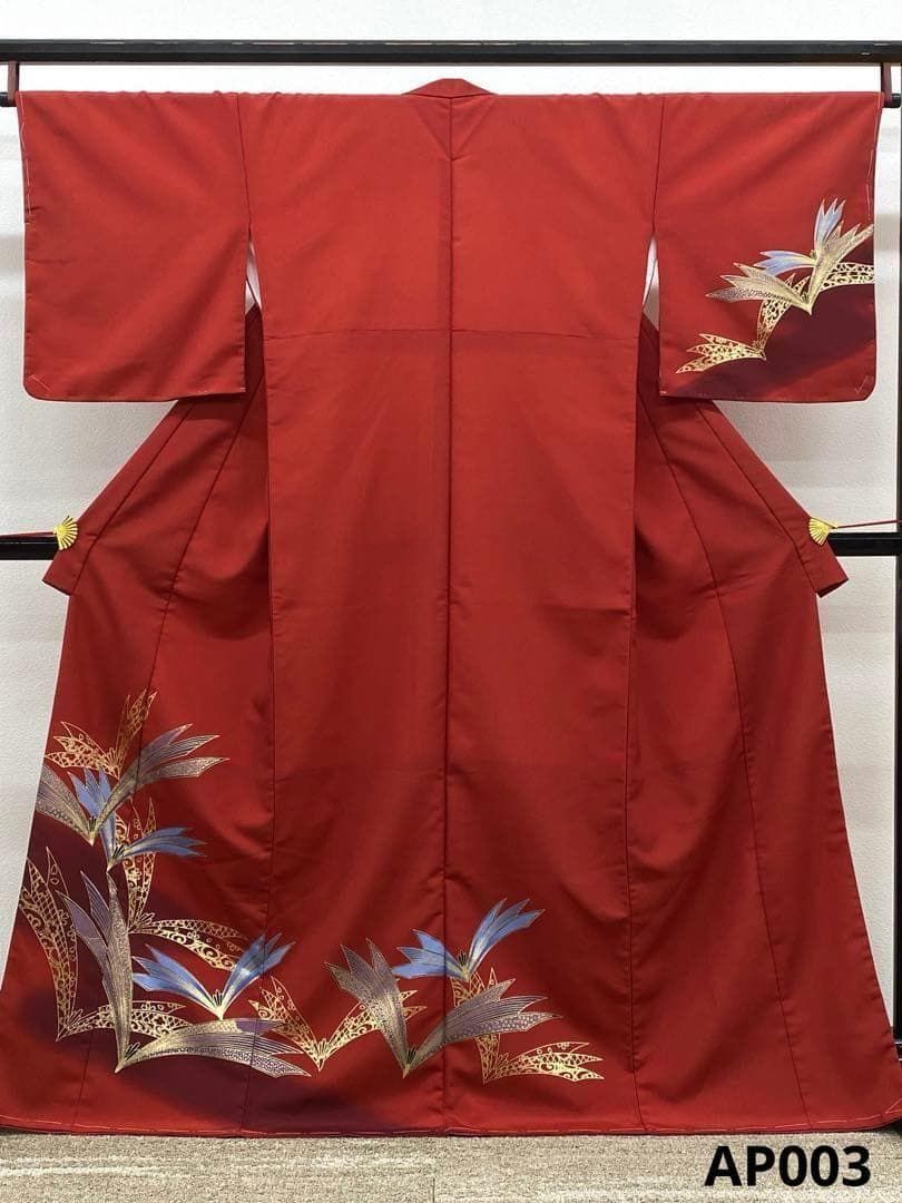 付け下げ 金彩 松葉 ポリエステル 躾糸付き AP003