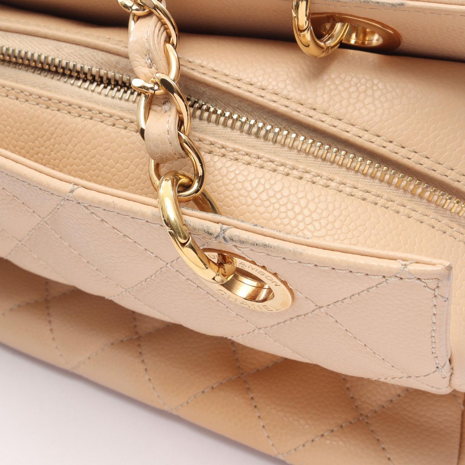 シャネル CHANEL ショルダーバッグ マトラッセ A18004 ベージュ カーフ