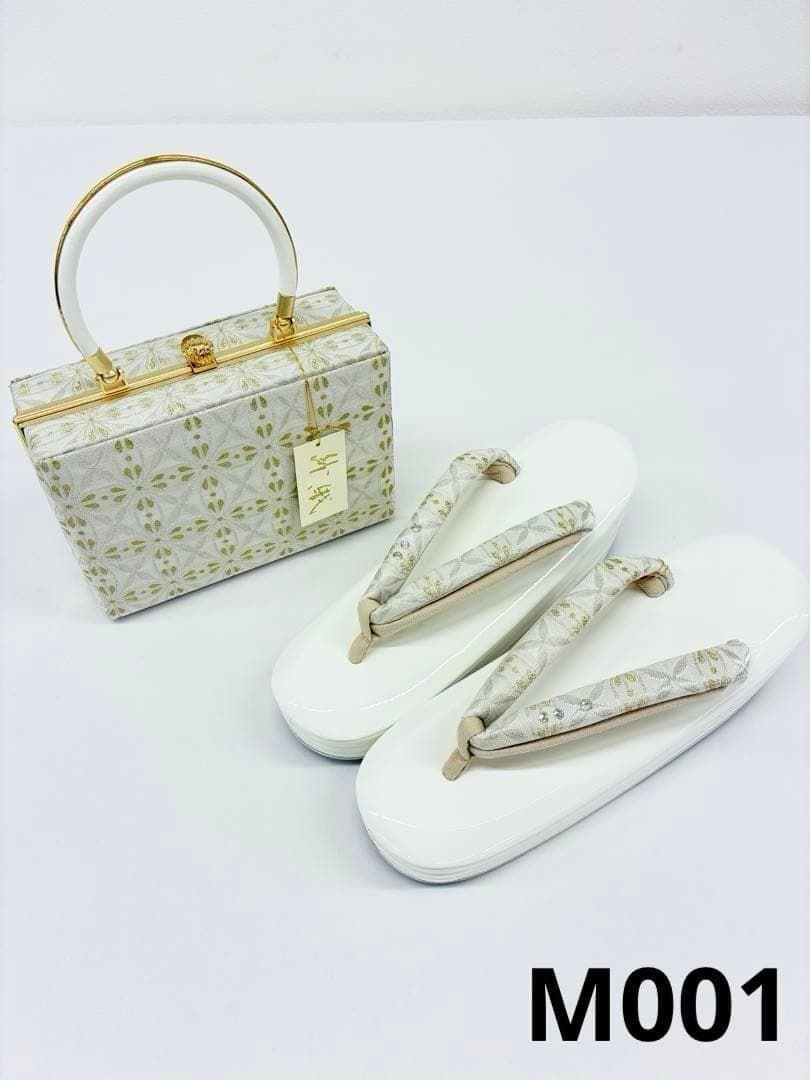 沙織 草履バッグセット 草履 バッグ 和装小物 ストーン 正絹 M001