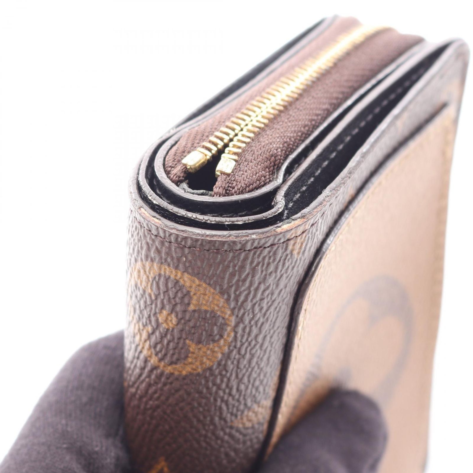 ルイ・ヴィトン LOUIS VUITTON 二つ折り財布 ポルトフォイユ ルー モノグラムリバース M81461 PVCコーティングキャンバス ポルトフォイユ・ルー レディース Used B