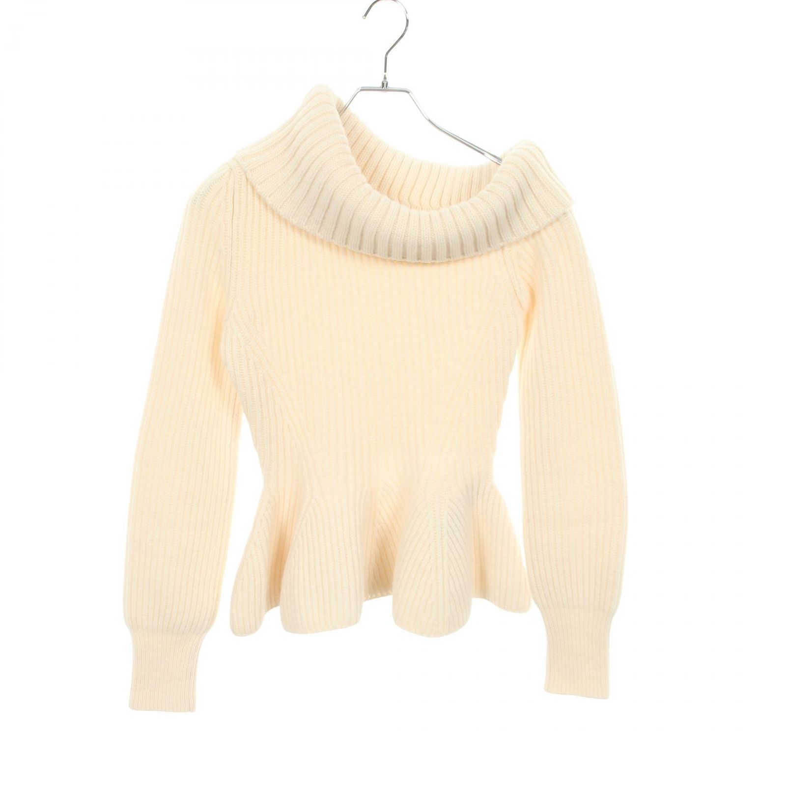 アレキサンダーマックイーン Alexander McQueen ニット ペプラム 変形 ホワイト ウール セーター レディース Used A
