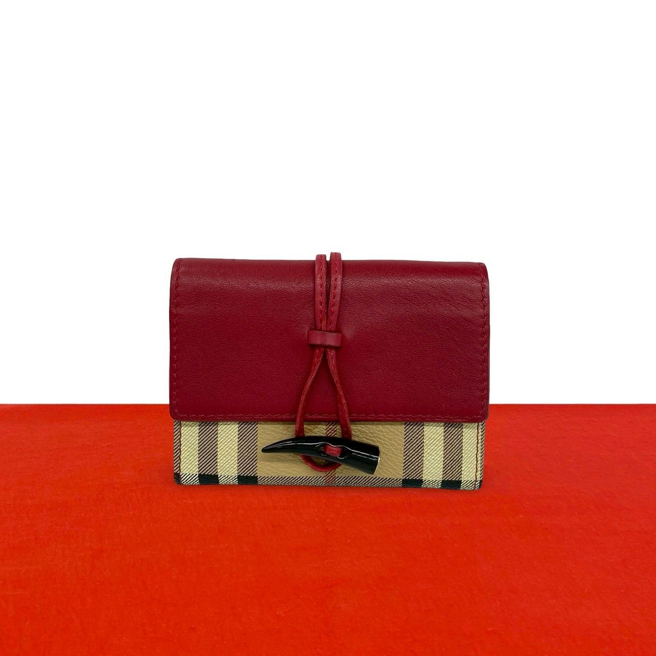 極 美品 BURBERRY バーバリー ノバチェック シャドーホース 柄 レザー