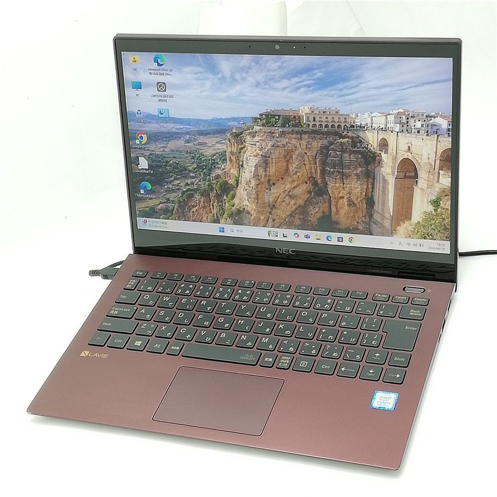 高性能 ワイン色 Wi-Fi有 タッチパネル 中古ノートパソコン NEC GN1864VGF Core i7 8565U 16GB 256GB SSD 無線LAN カメラ Windows11 Office