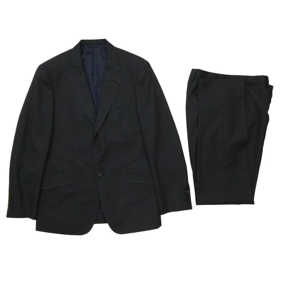 Paul Smith ポール・スミス PN-J-73791 カラーステッチ ドット柄 スーツ セットアップ シングルジャケット パンツ ダークネイビー系 L【中古】