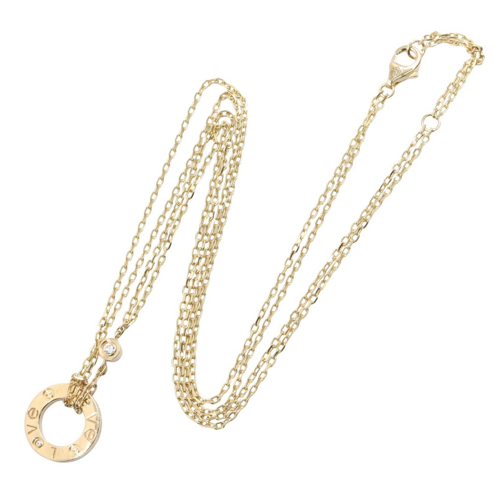 カルティエ CARTIER ネックレス ラブサークル 2PD ネックレス B7219500 首回り37.5-40.5㎝ K18（イエローゴールド） ダイヤモンド ラブサークル 2PD ネックレス レディース