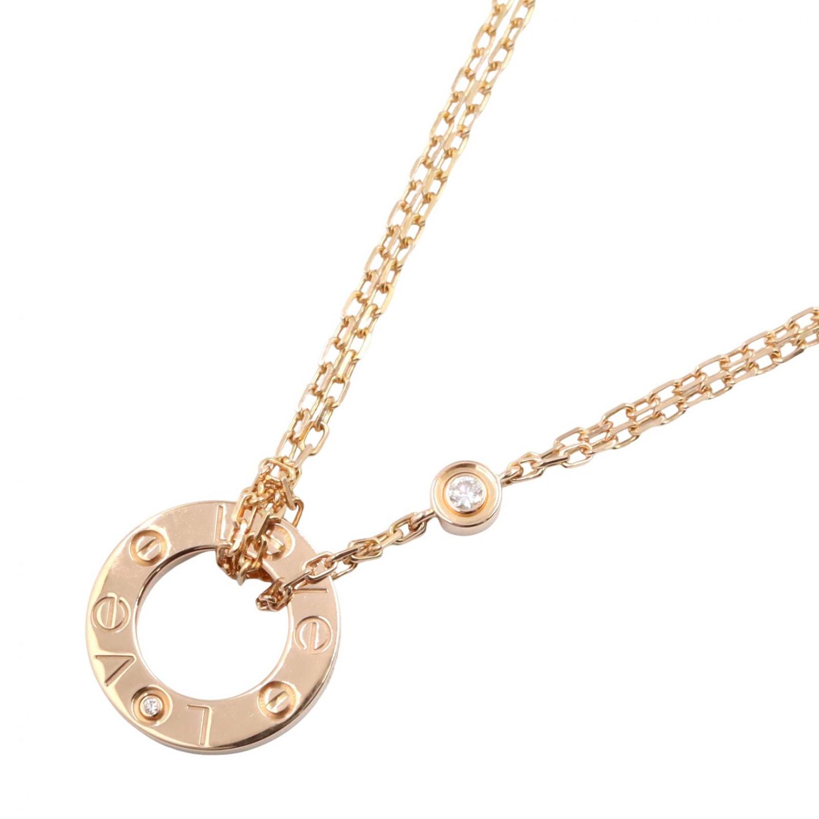 カルティエ CARTIER ネックレス ラブサークル 2PD ネックレス B7224509 首回り38-41㎝ K18PG（ピンクゴールド） ダイヤモンド ラブサークル 2PD ネックレス レディース
