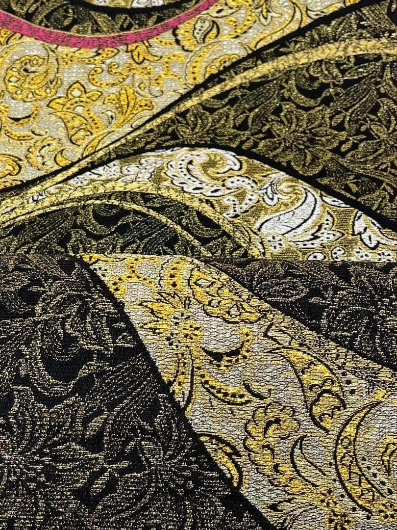 全通 袋帯 百合 金糸 キラキラ 正絹 パールトーン加工済 D557