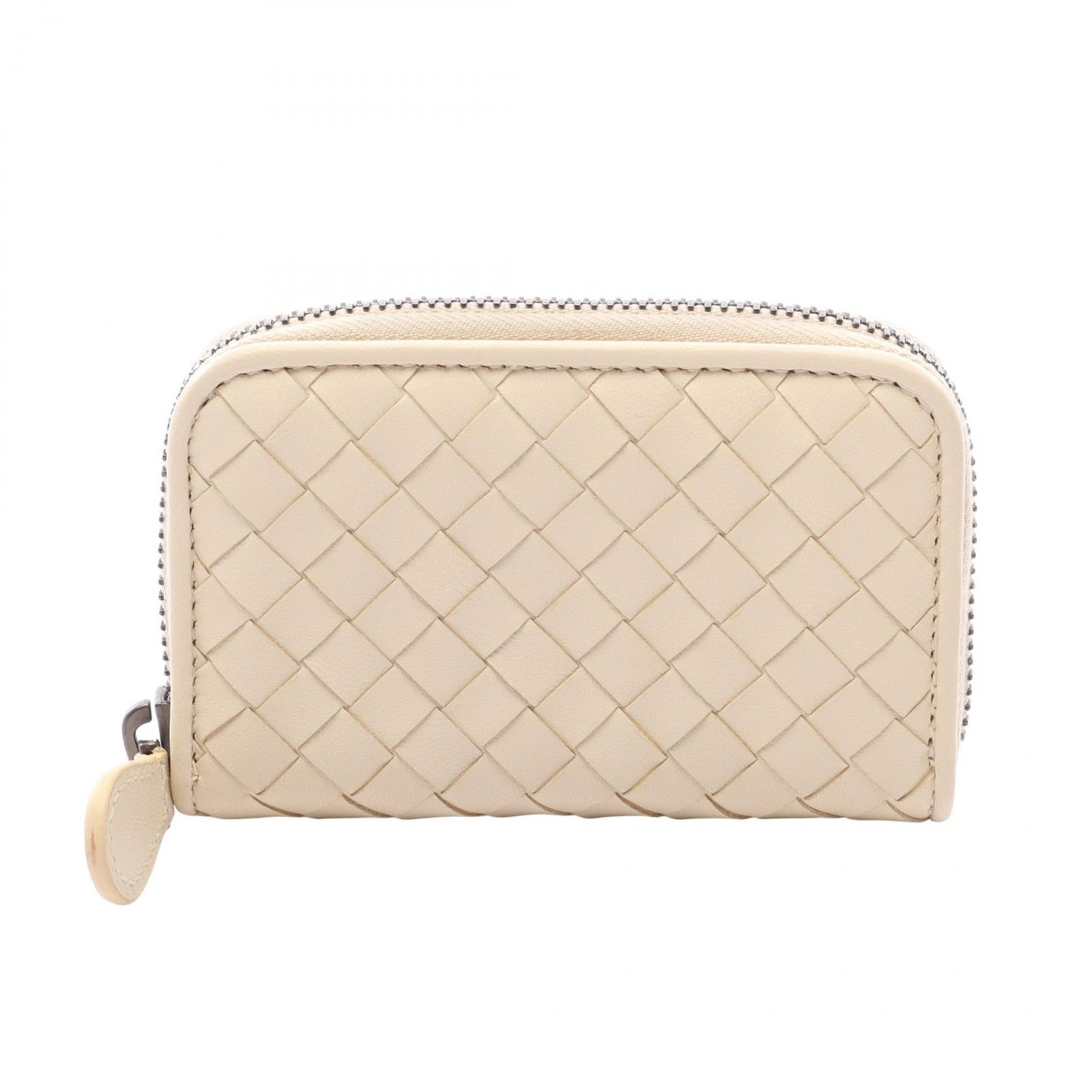 ボッテガヴェネタ BOTTEGA VENETA コインケース イントレチャート アイボリー レザー イントレチャート コインケース レディース Used B