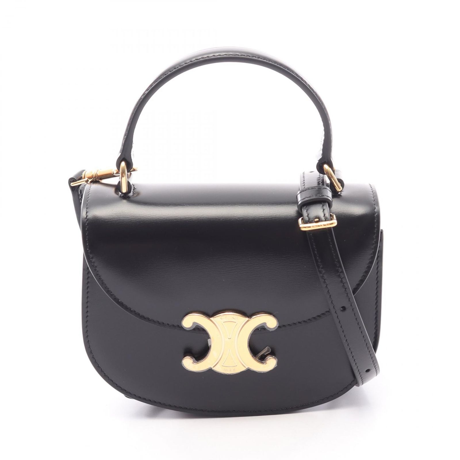セリーヌ CELINE ハンドバッグ トリオンフ ミニ ブザス クレア 2WAY 10L063 ブラック レザー トリオンフ ミニ ブザス クレア レディース Used A