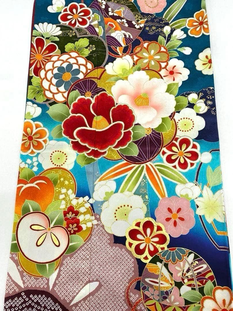 振袖 豪華 刺繍 金彩 紋意匠 身丈172cm パールトーン加工済 MO2768
