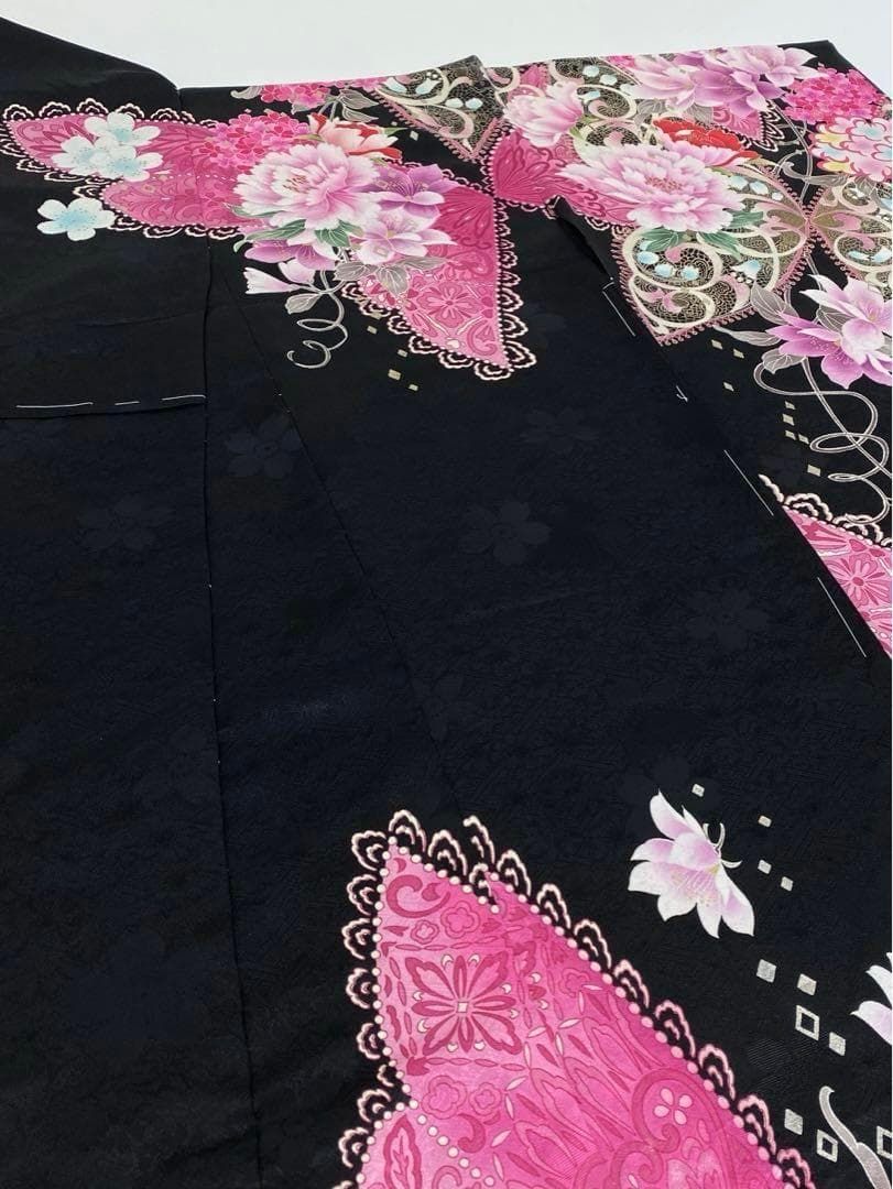 振袖 仮絵羽 金彩 紋意匠 牡丹 薔薇 正絹 未仕立て品 八掛付き MOK618