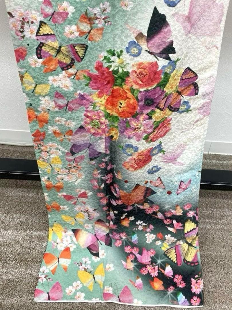作家振袖 永田萌 豪華 銀通し 洋花 さくらんぼ 身丈170cm MO2499 作家振袖 永田萌 豪華 銀通し 洋花 さくらんぼ 身丈170cm MO2499