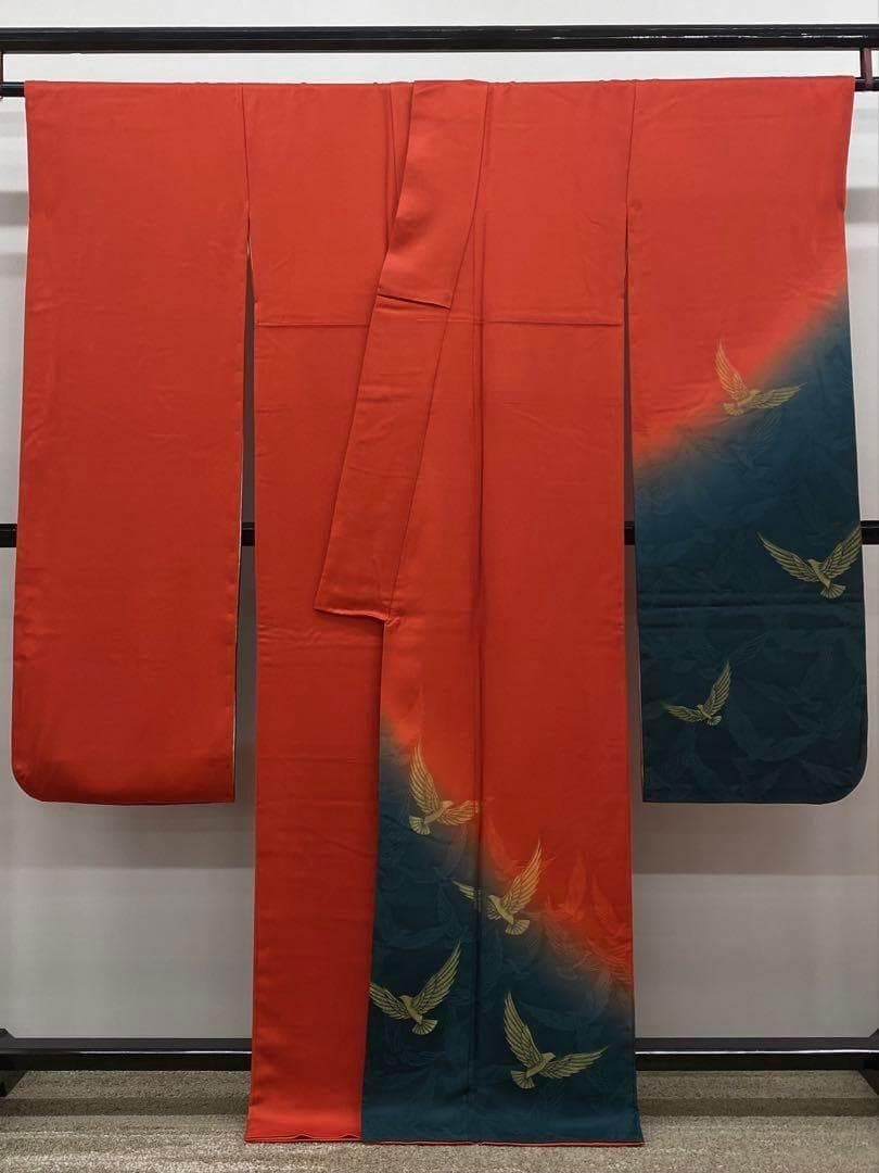 作家振袖 豪華 斉藤三才 縫い取り 紋意匠 三才鳥 身丈160cm MO2812