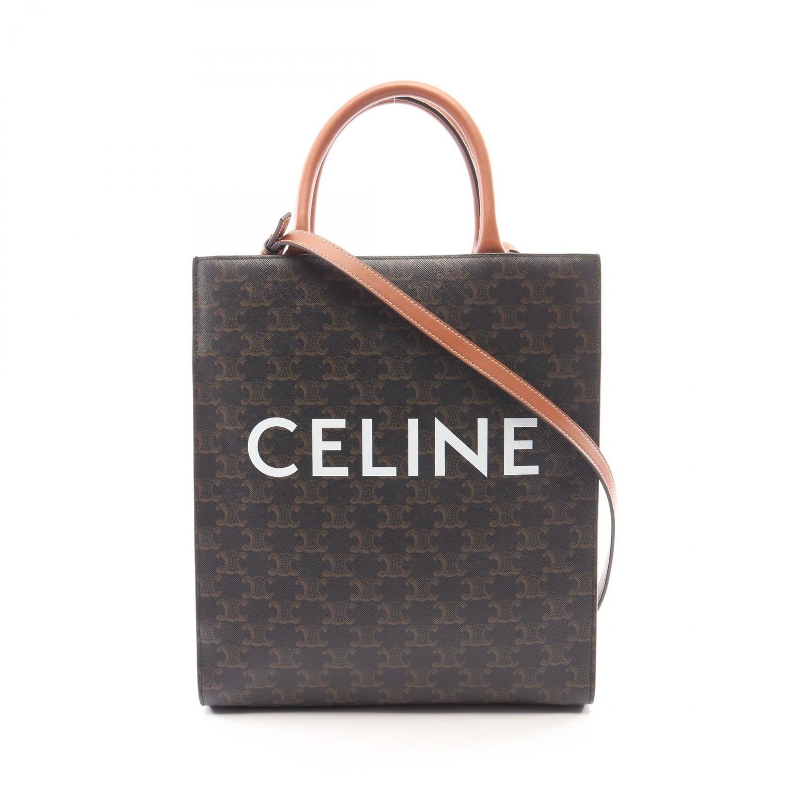 セリーヌ CELINE トートバッグ スモール バーティカル カバ トリオンフ 2WAY 191542BZK.04LU ブラック/ブラウン PVCコーティングキャンバス レザー トリオンフ バーティカル カバ スモール