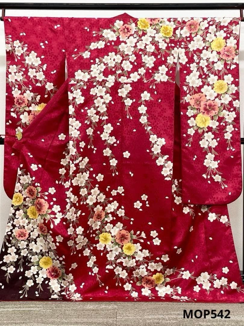 ポリエステル 振袖 金彩 紋意匠 桜 ぼかし八掛 MOP542 - メルカリ