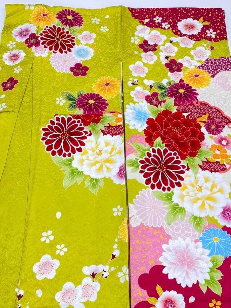 振袖 豪華 刺繍 金駒 紋意匠 身丈174cm 躾糸付き MO2767 振袖 豪華 刺繍 金駒 紋意匠 身丈174cm 躾糸付き MO2767