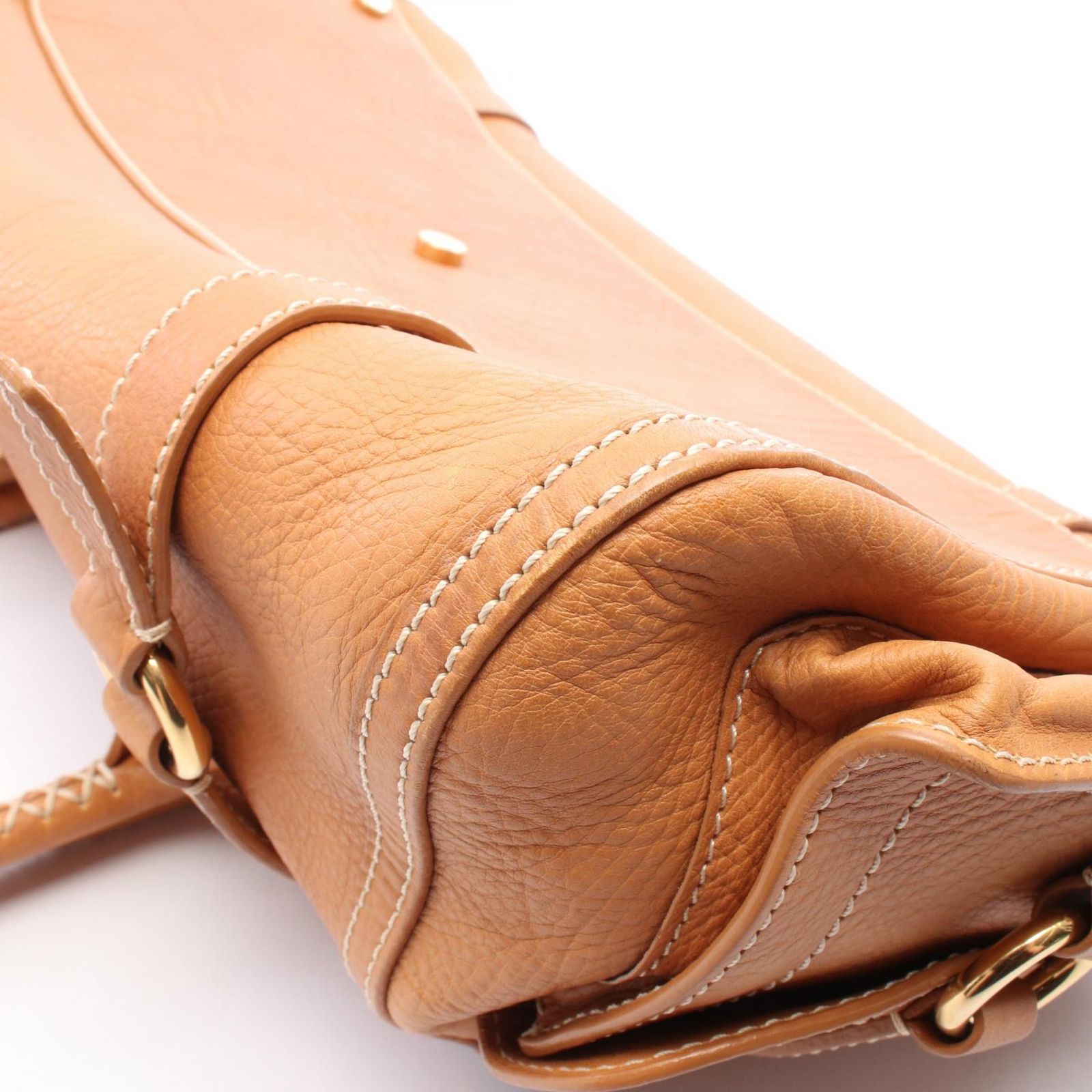 セリーヌ CELINE ショルダーバッグ キャメル レザー ハンドバッグ レディース Used A