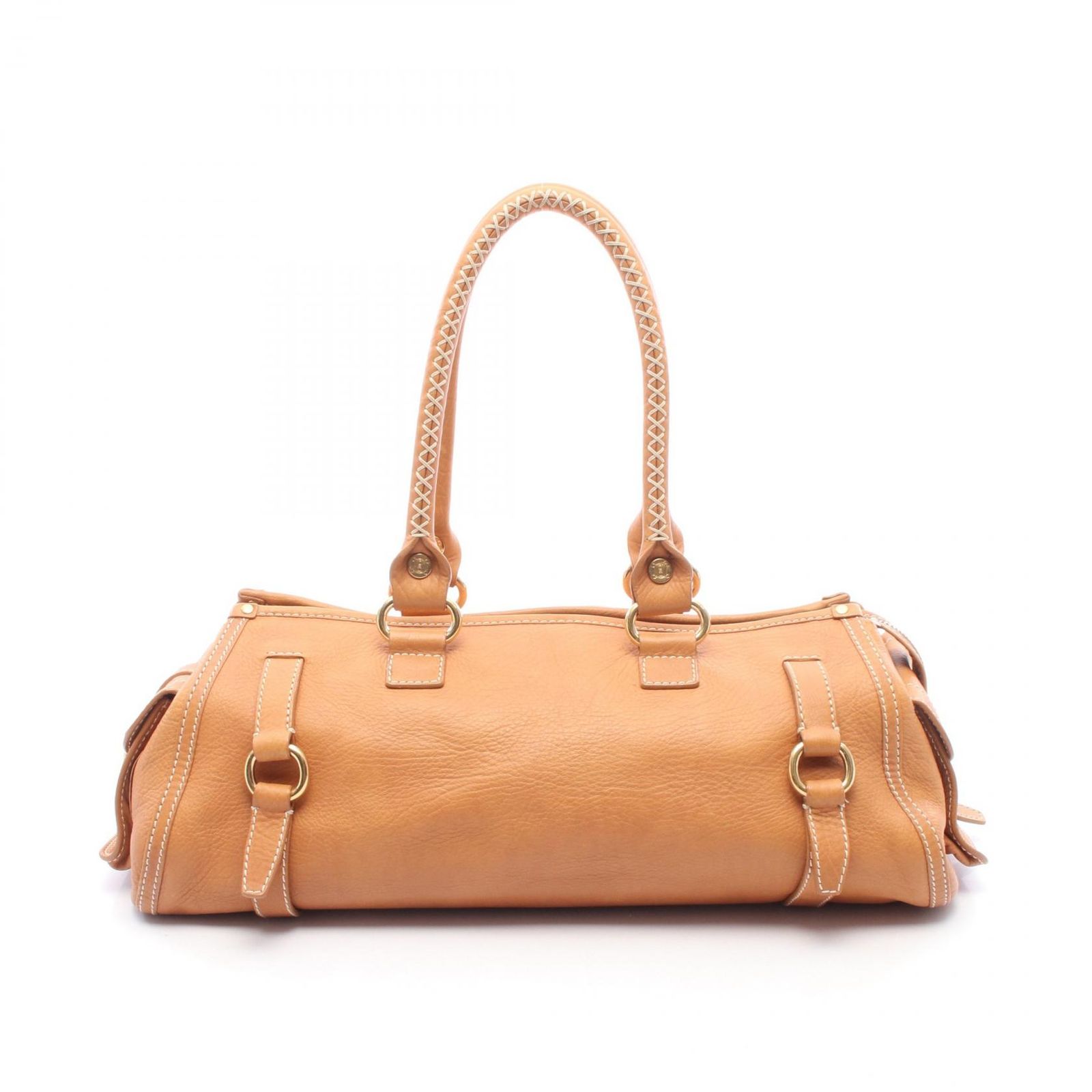 セリーヌ CELINE ショルダーバッグ キャメル レザー ハンドバッグ レディース Used A