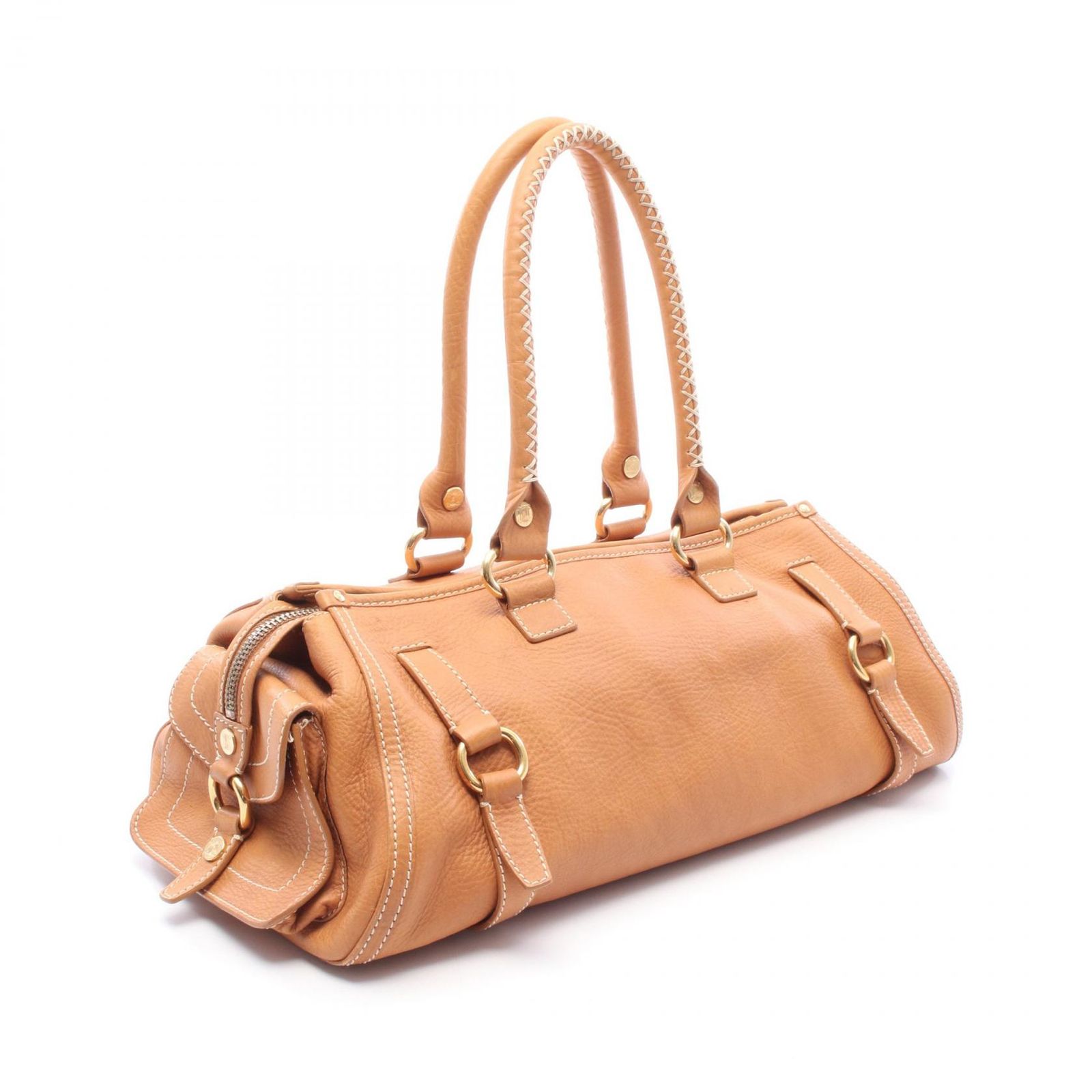 セリーヌ CELINE ショルダーバッグ キャメル レザー ハンドバッグ レディース Used A