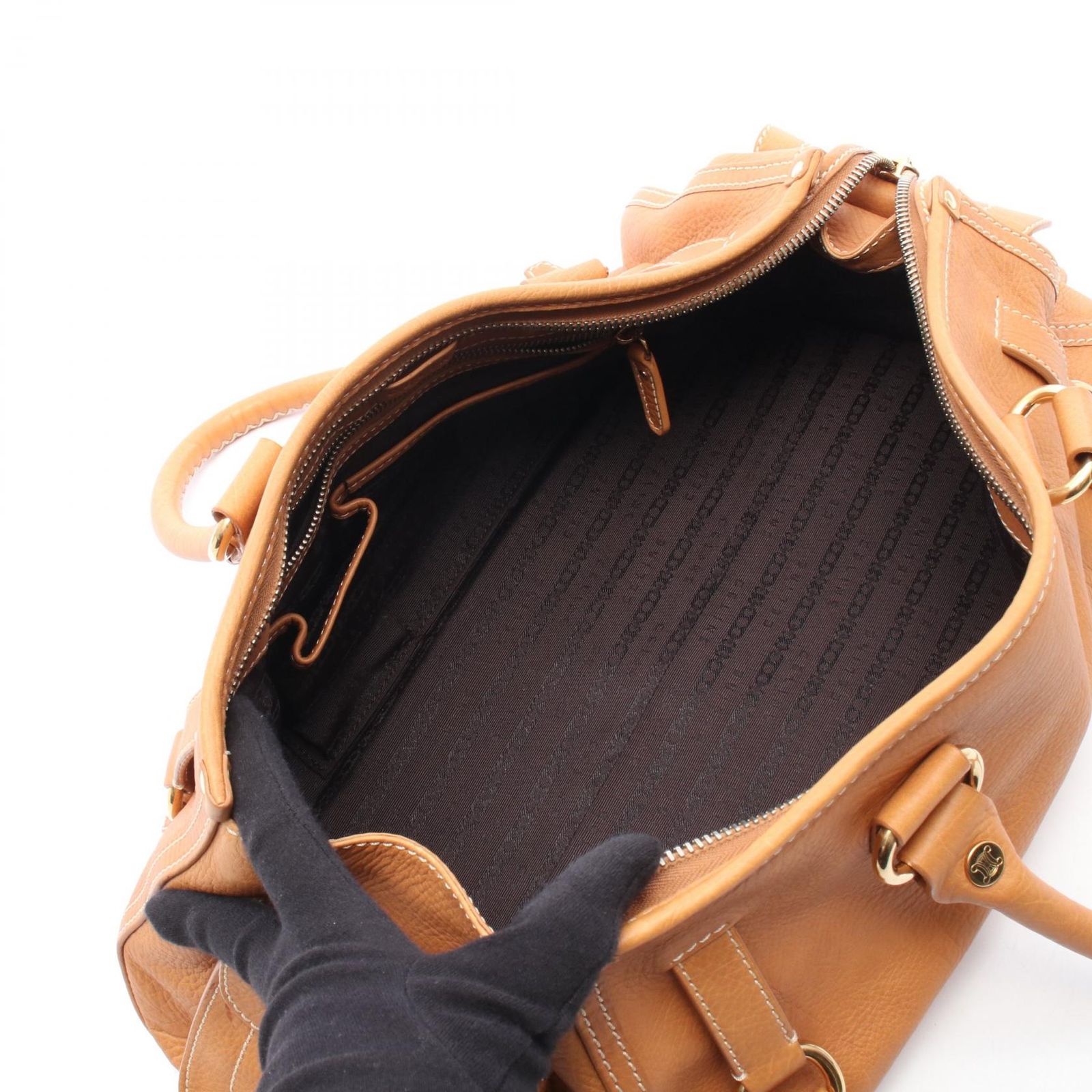 セリーヌ CELINE ショルダーバッグ キャメル レザー ハンドバッグ レディース Used A