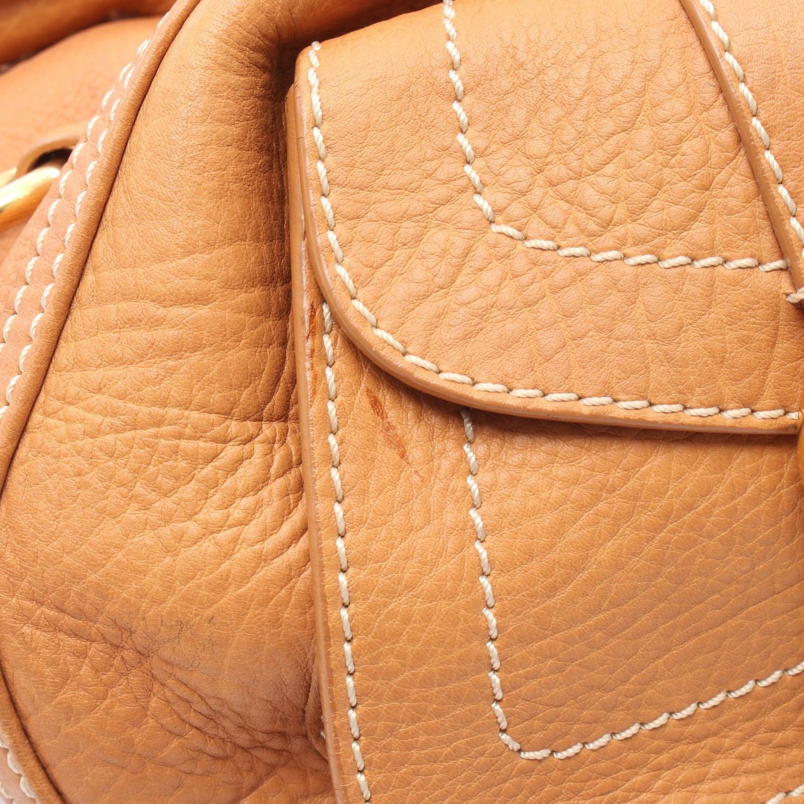 セリーヌ CELINE ショルダーバッグ キャメル レザー ハンドバッグ レディース Used A