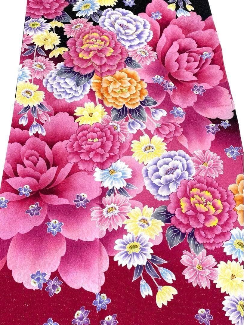 ブランド振袖 銀通し 刺繍 ストーン 身丈169cm 撥水加工済 MO2869